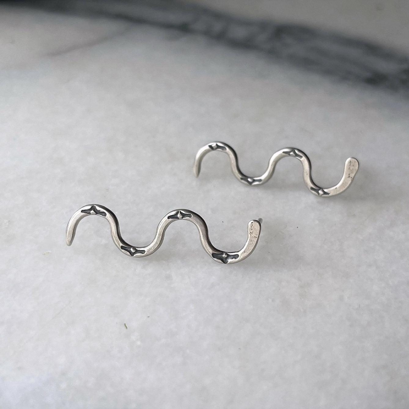 Solid Silver Snake Earrings