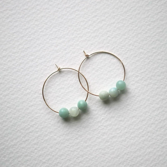 Amazonite Gold Hoop Earrings