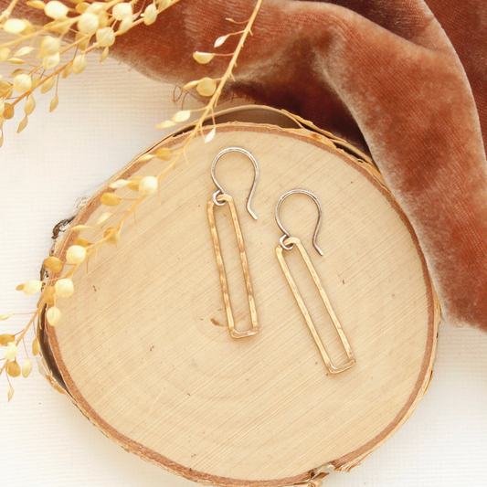 Open Bar Dangle Earrings | Sterling Silver and Bronze