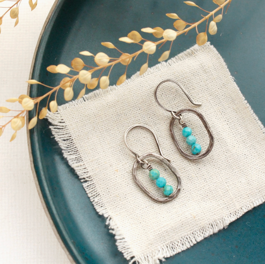 Stacked Turquoise Mini Hoop Earrings