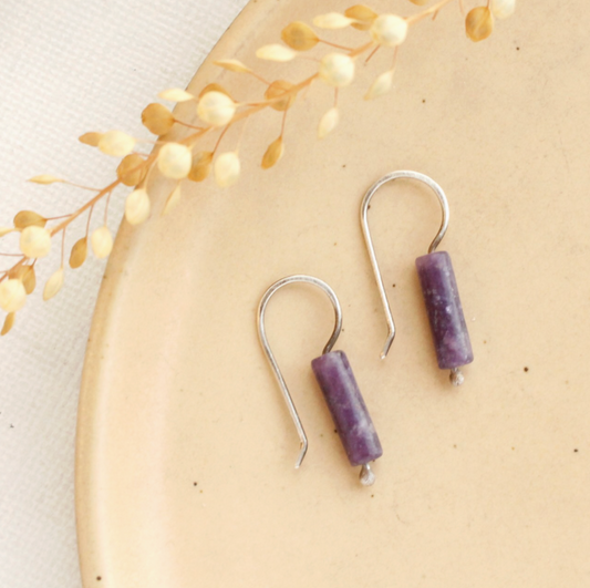 Sydney Lepidolite Lobe Hugger Earrings