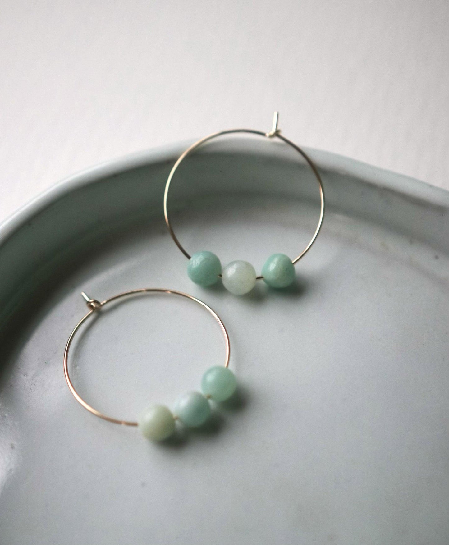Amazonite Gold Hoop Earrings