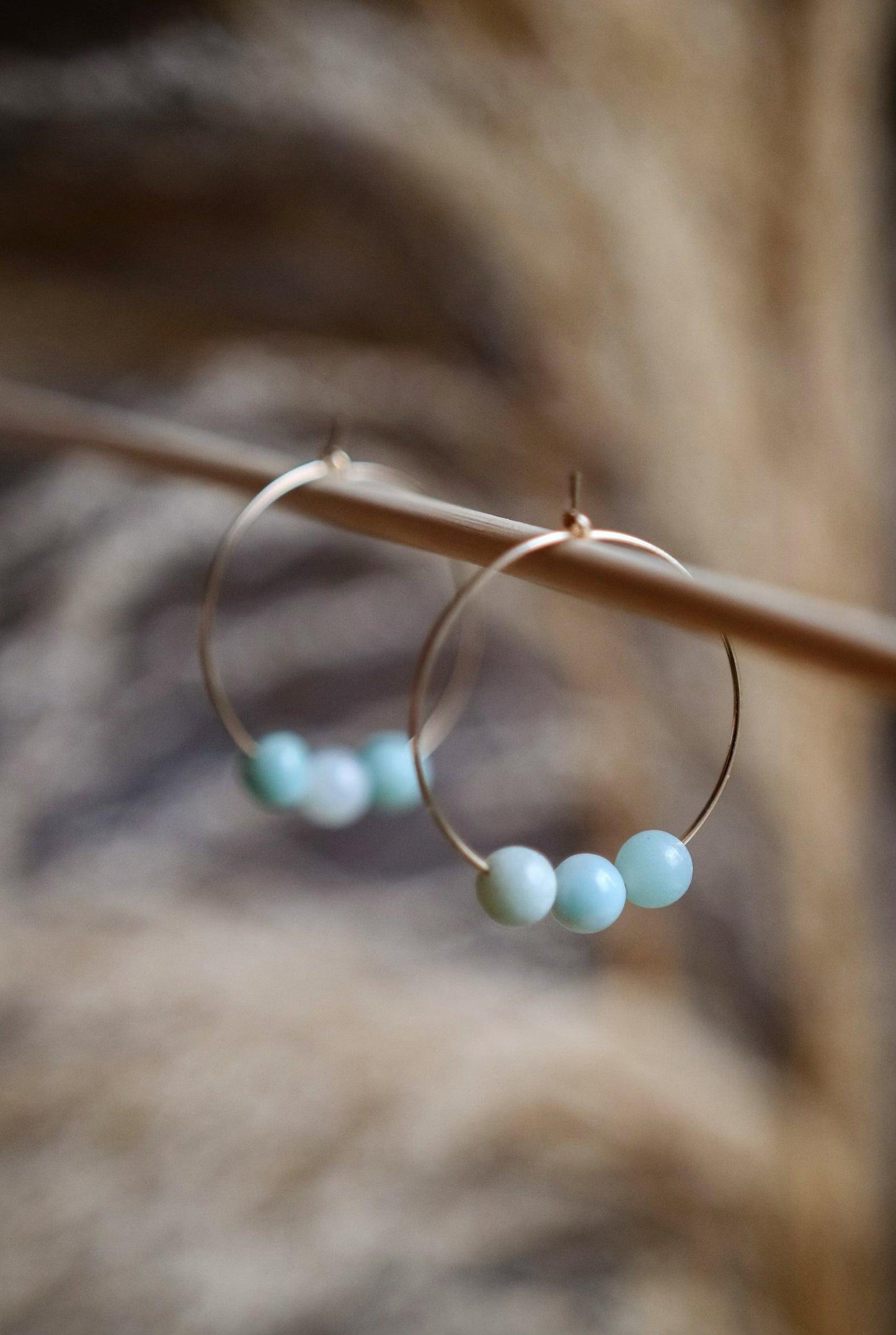 Amazonite Gold Hoop Earrings