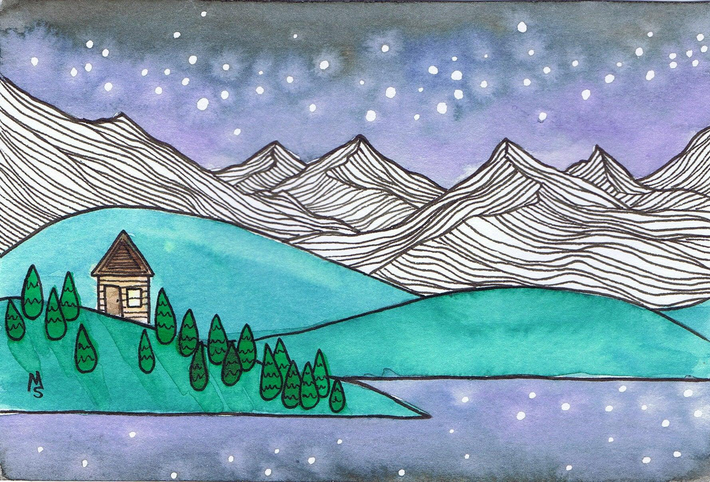star reflection greeting card