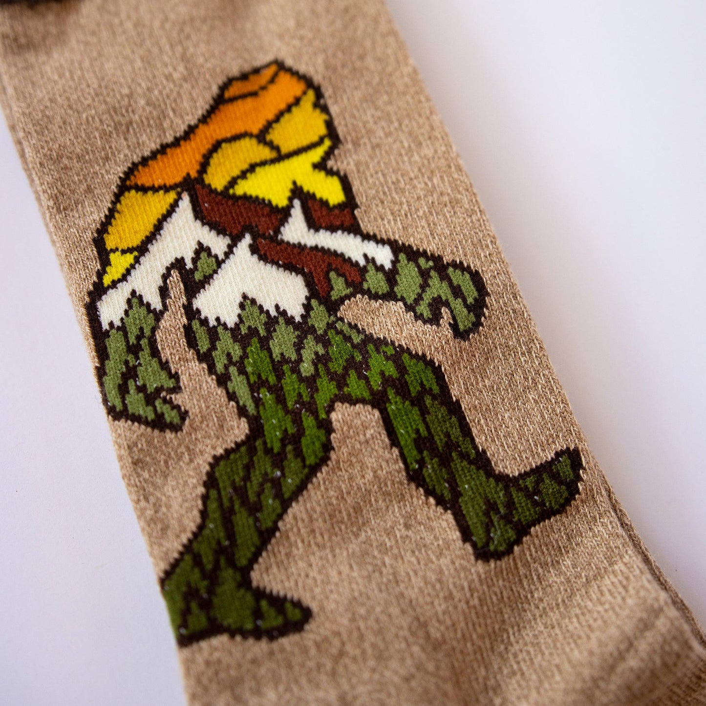 boot socks with yeti and mountains details