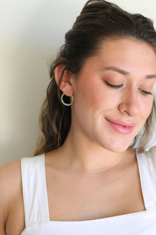 Gold circle earrings