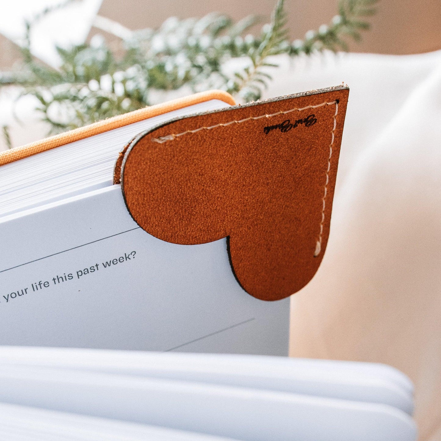 leather heart bookmark
