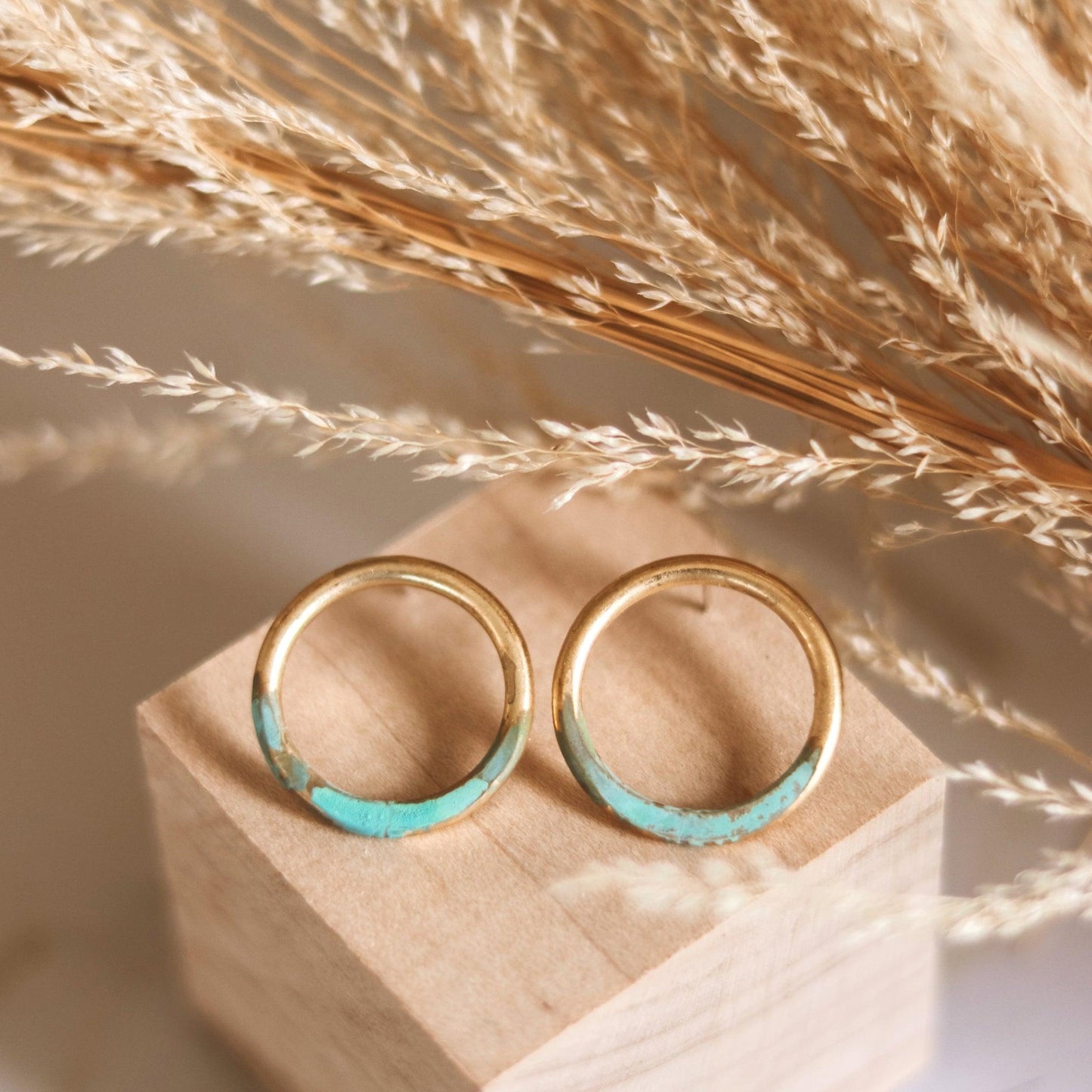 circle earrings oxidized metal