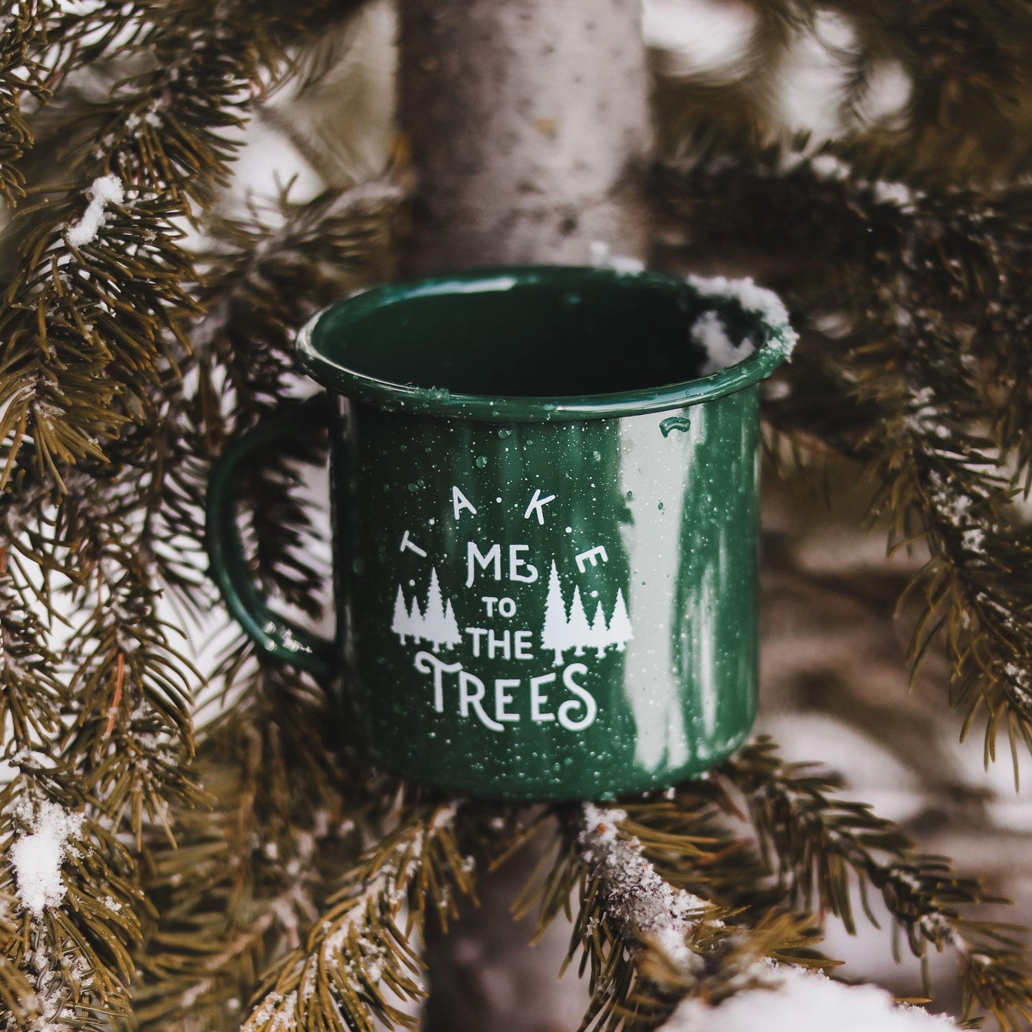 Take me to the trees camp mug. Enamel Mug