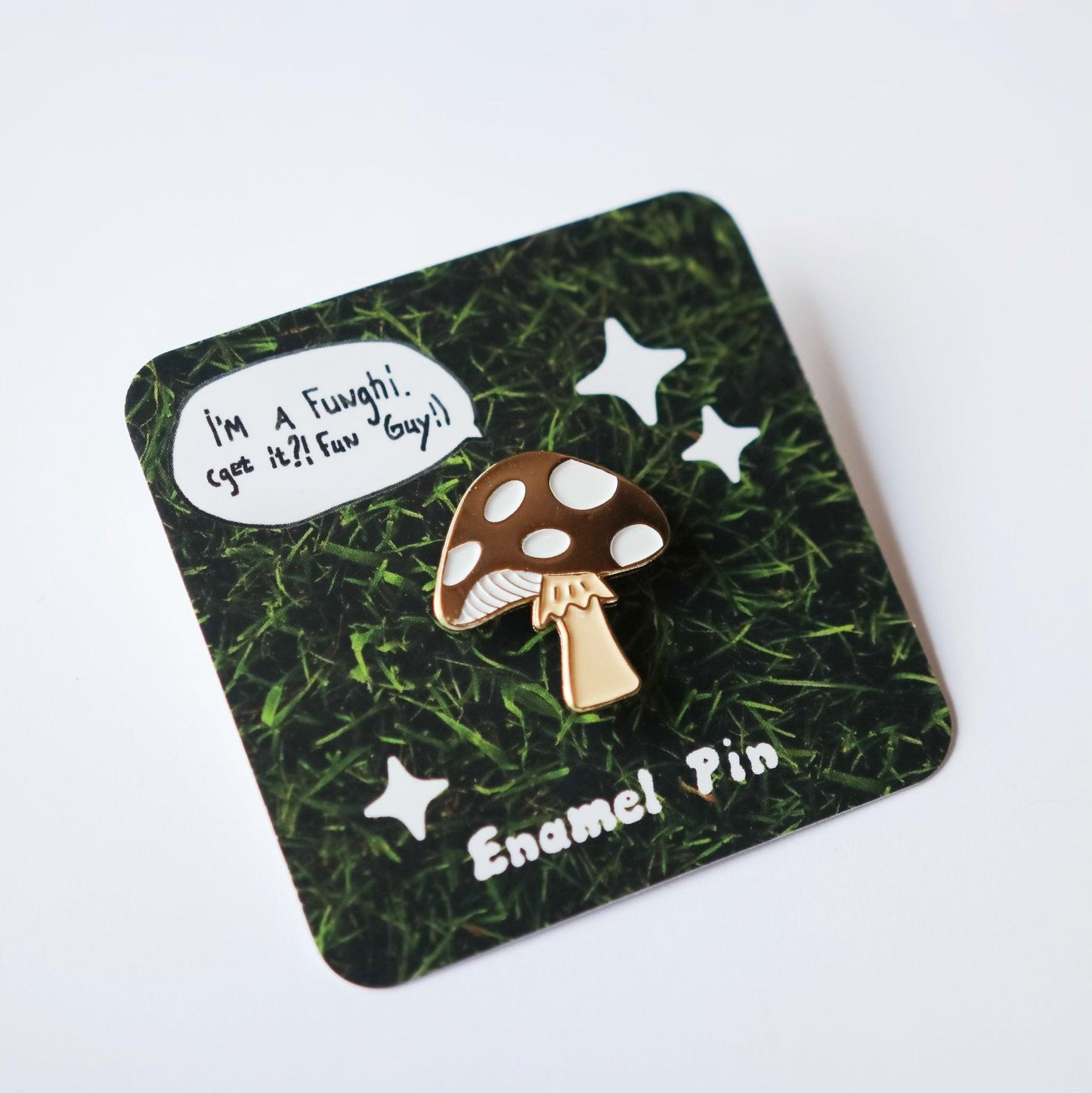 Gold Enamel Mushroom Pin