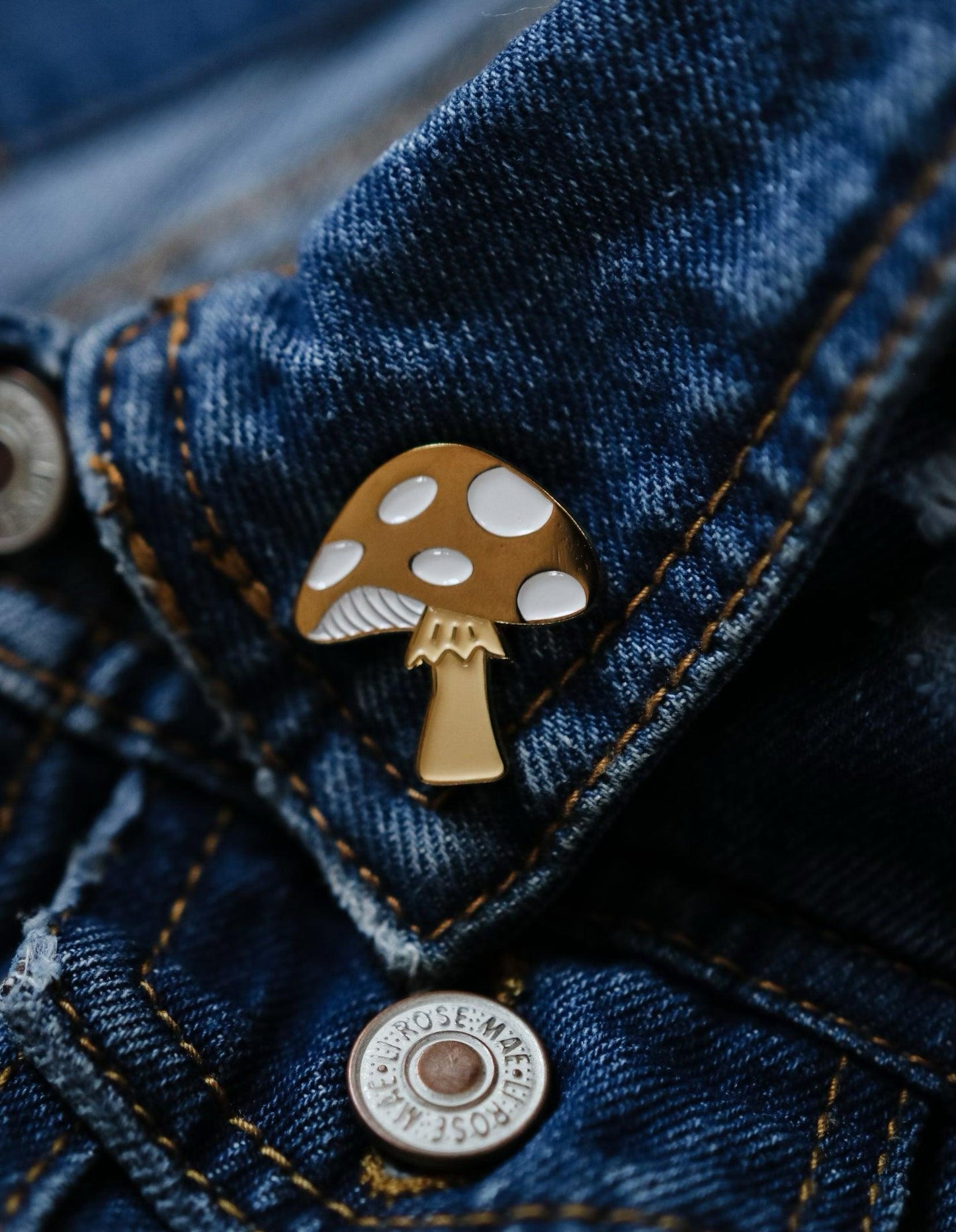 Gold Enamel Mushroom Pin
