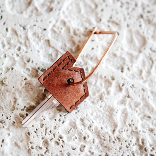 bronze key clip with leather house key topper