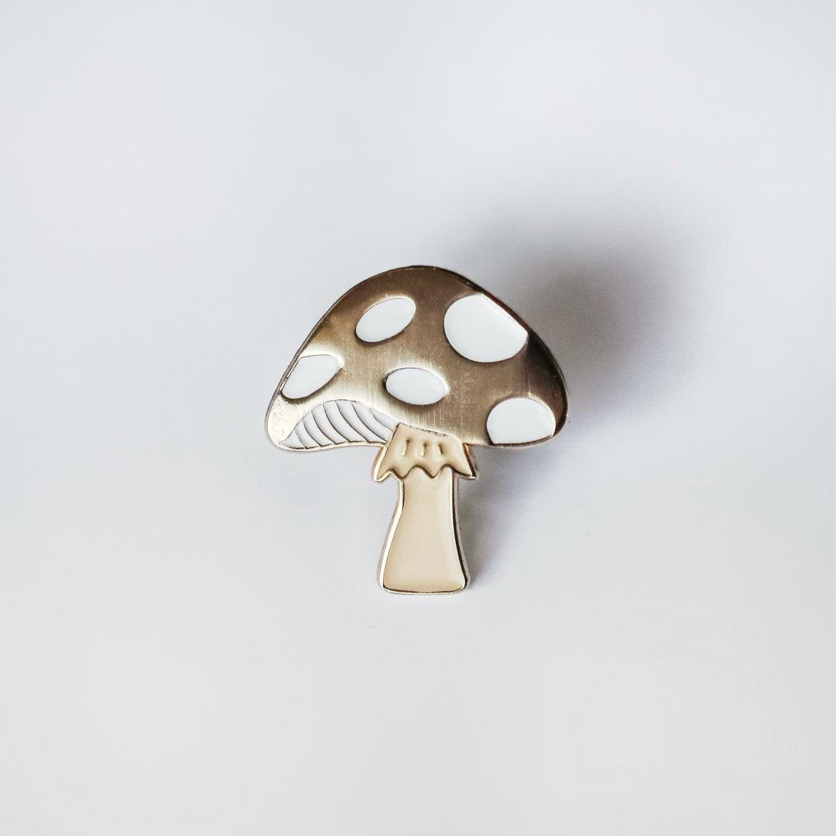 Gold Enamel Mushroom Pin