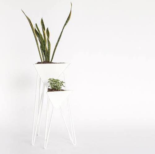 White Hairpin Legs Planter - Mid Century Plant Stand