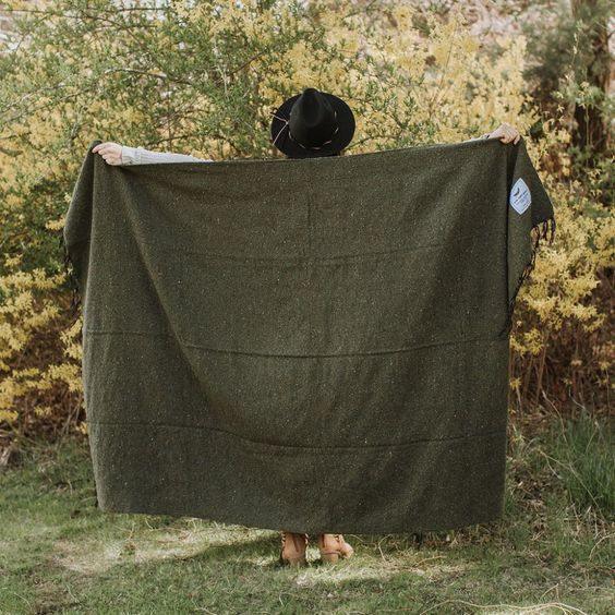woven blanket, army green by trek light gear
