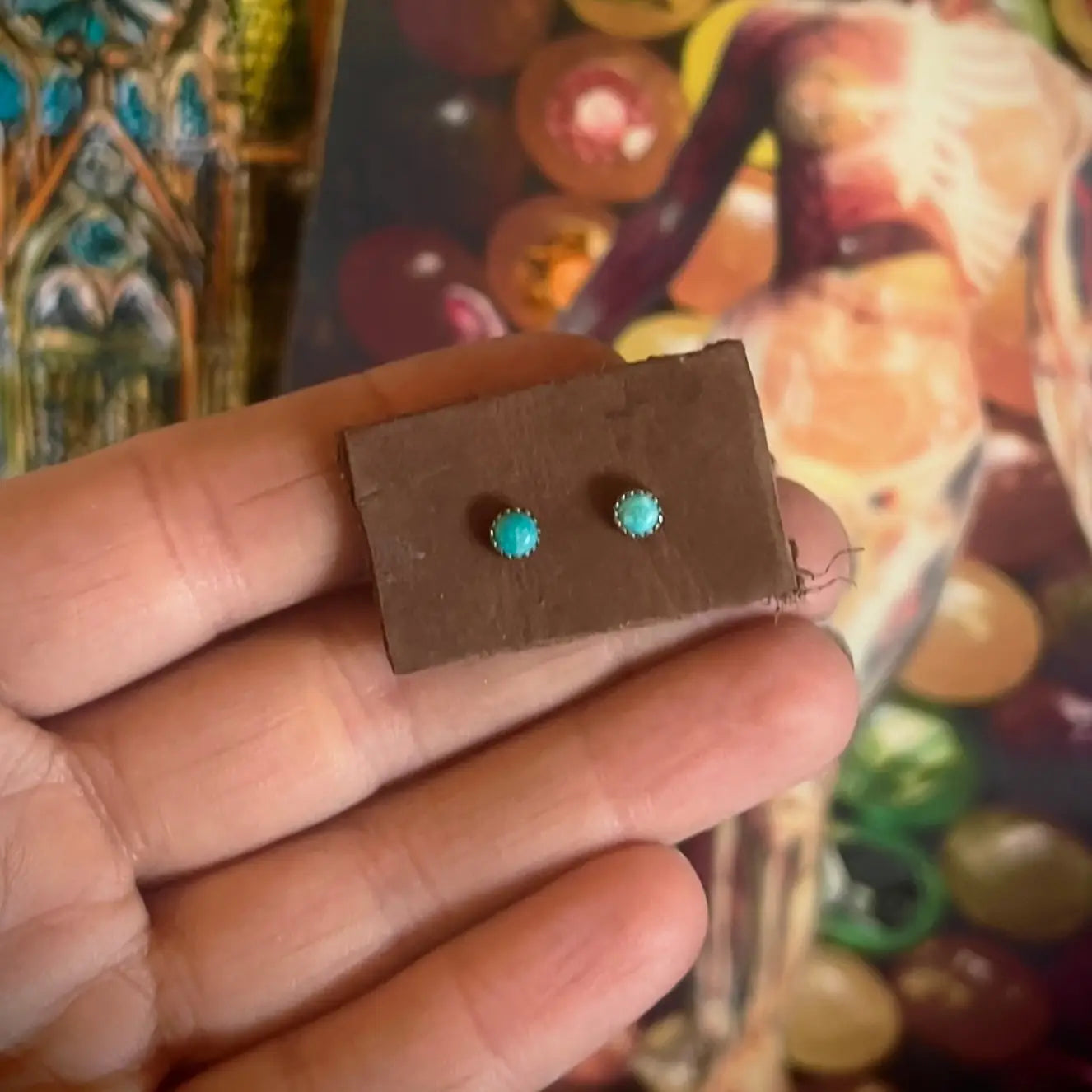 Turquoise Silver Stud Earrings