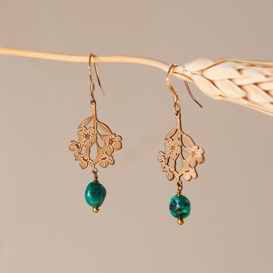 Wildflower and Turquoise Dangle Earrings