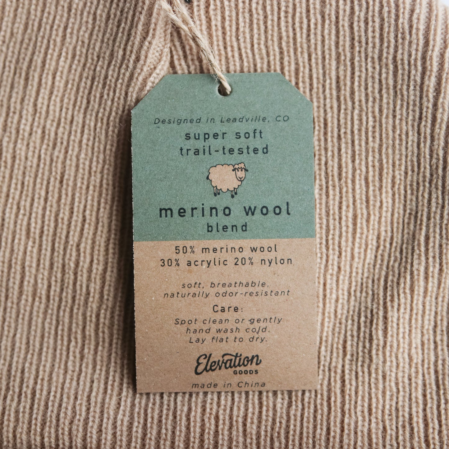Merino Wool Mountain Beanie - Tan
