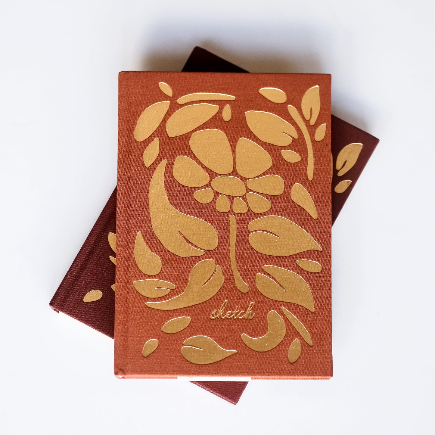 Rust Linen Floral Sketchbook