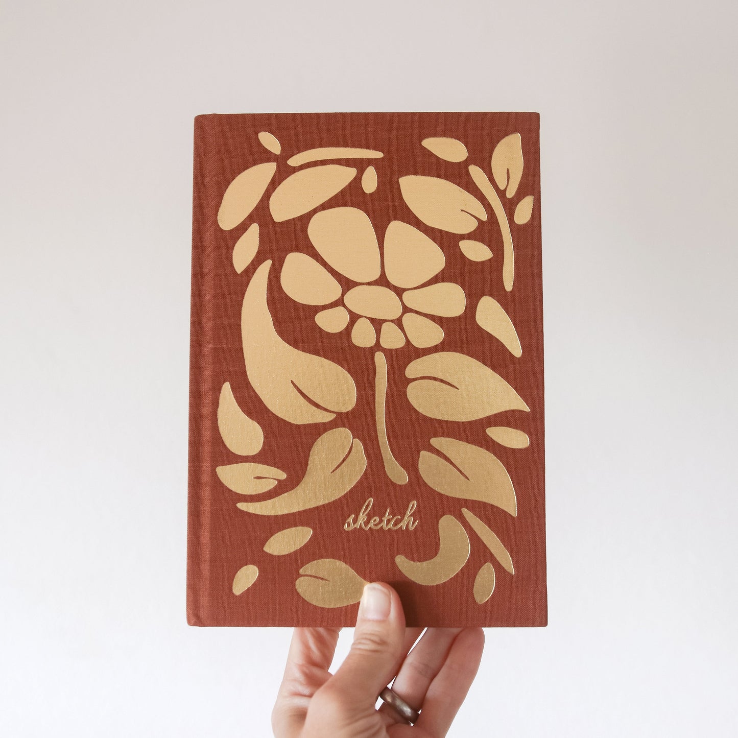 Rust Linen Floral Sketchbook