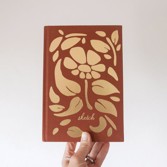 Rust Linen Floral Sketchbook
