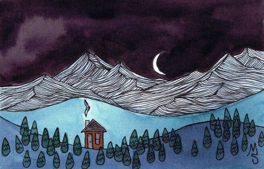 Night Cabin Greeting Card