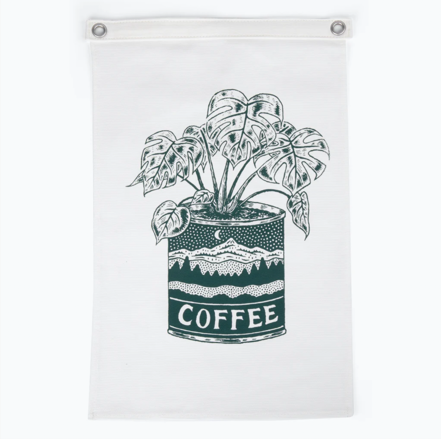 Monstera coffee can wall flag