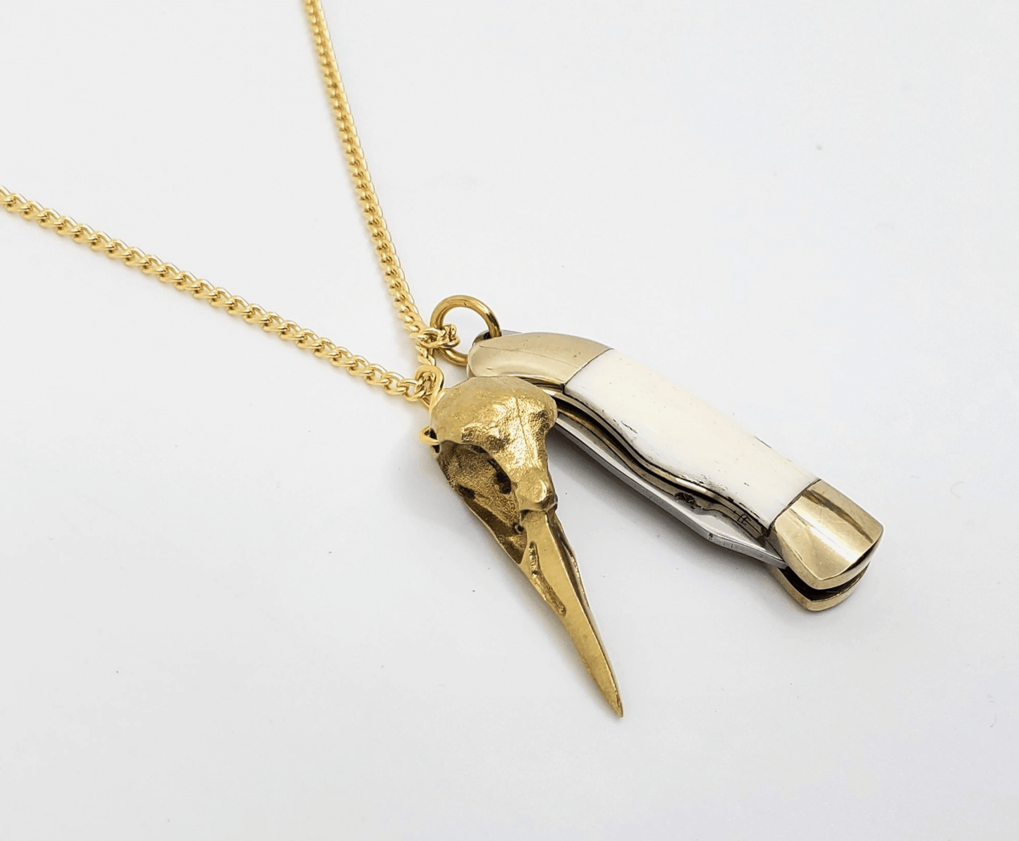 Mini Pocket Knife Necklace - Long Chain