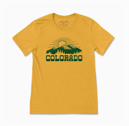 Colorado Mountain Sun Tee | Mustard