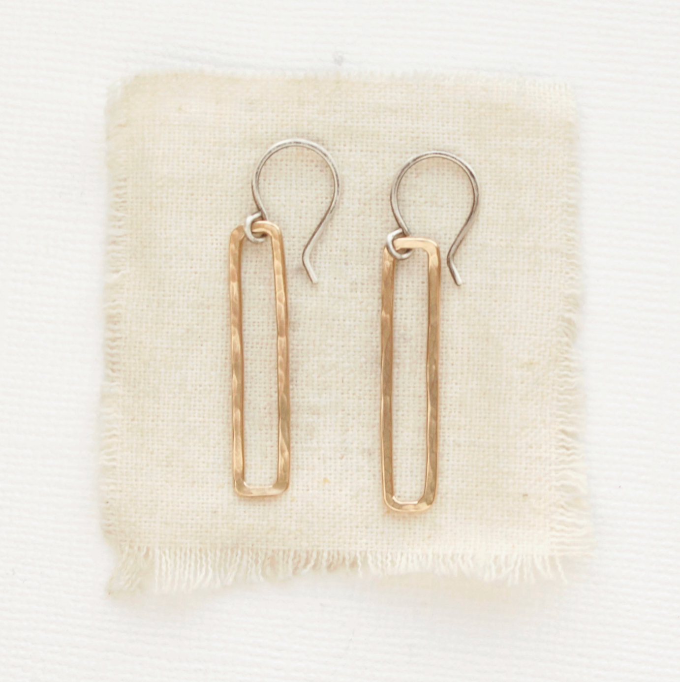 Open Bar Dangle Earrings | Sterling Silver and Bronze