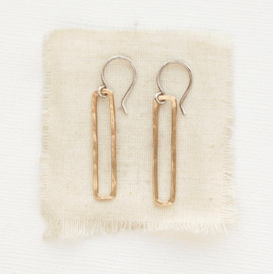 Open Bar Dangle Earrings | Sterling Silver and Bronze