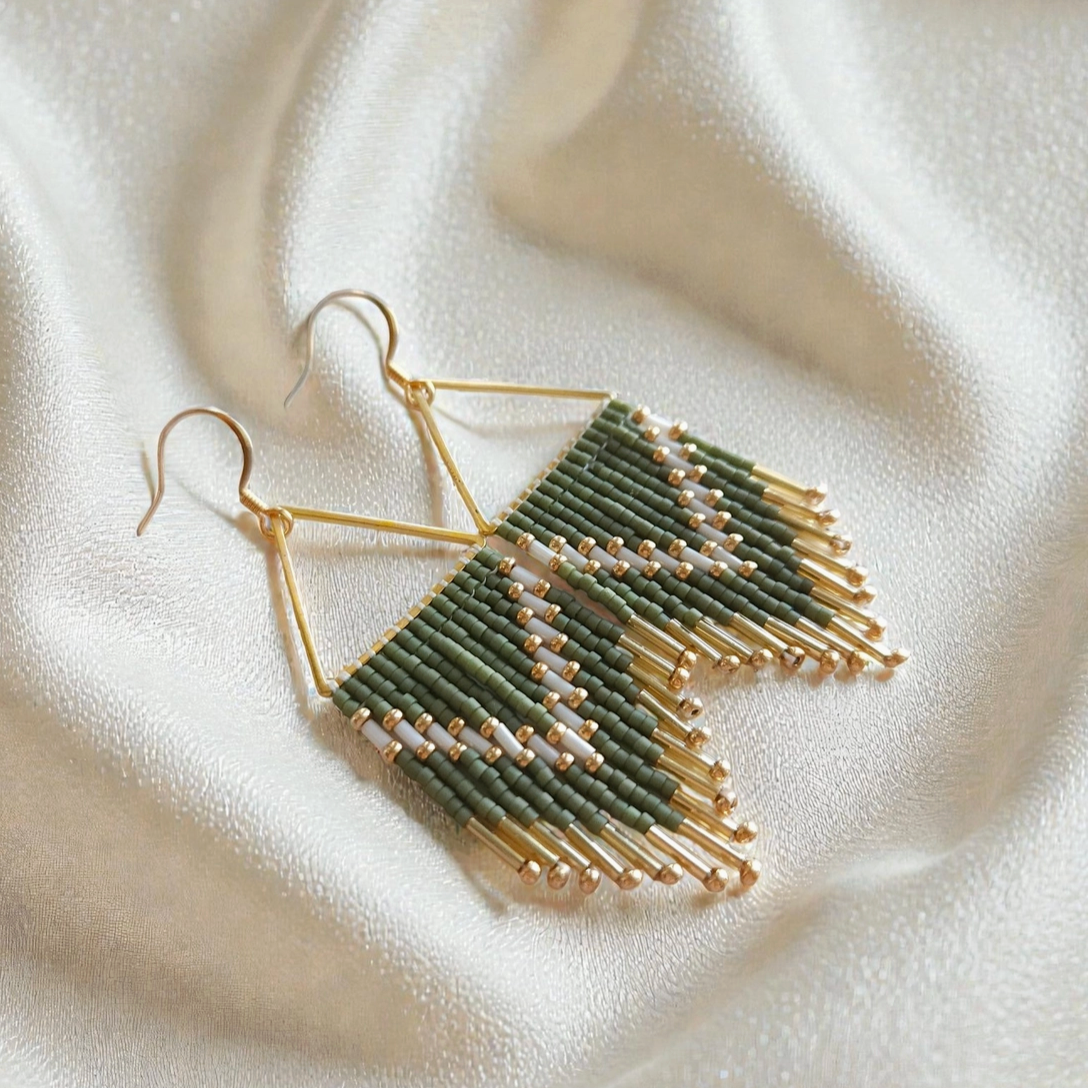 Boho Beaded Fringe Earrings