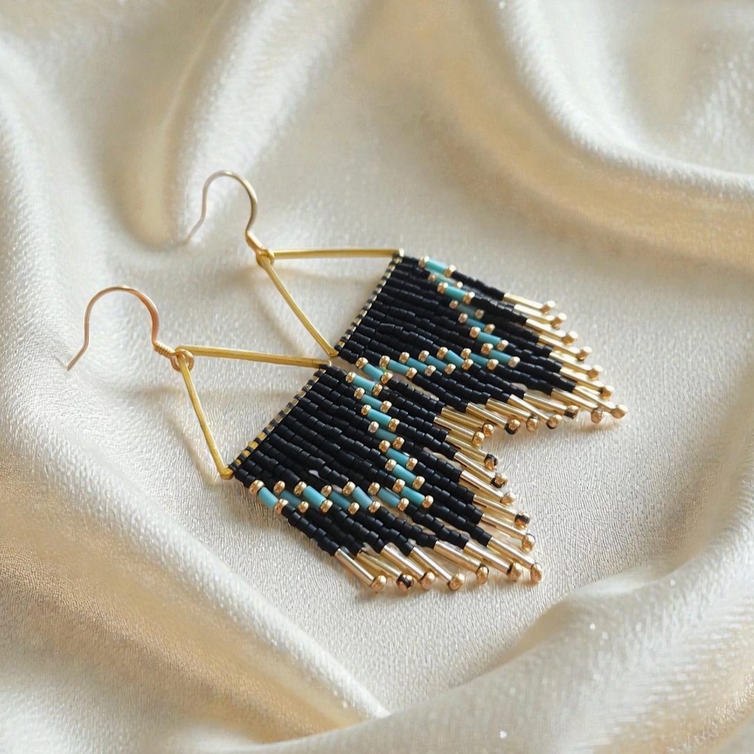 Boho Beaded Fringe Earrings