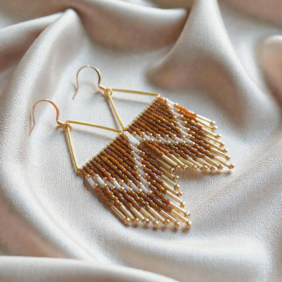 Boho Beaded Fringe Earrings