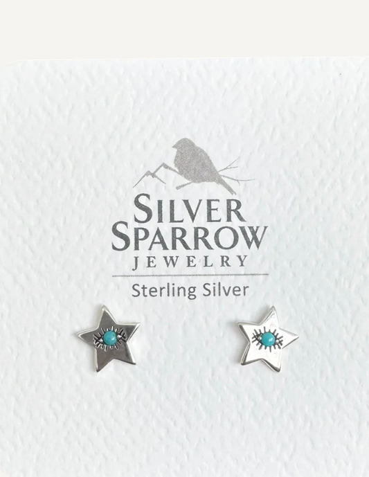 Sterling Star & Turquoise Studs