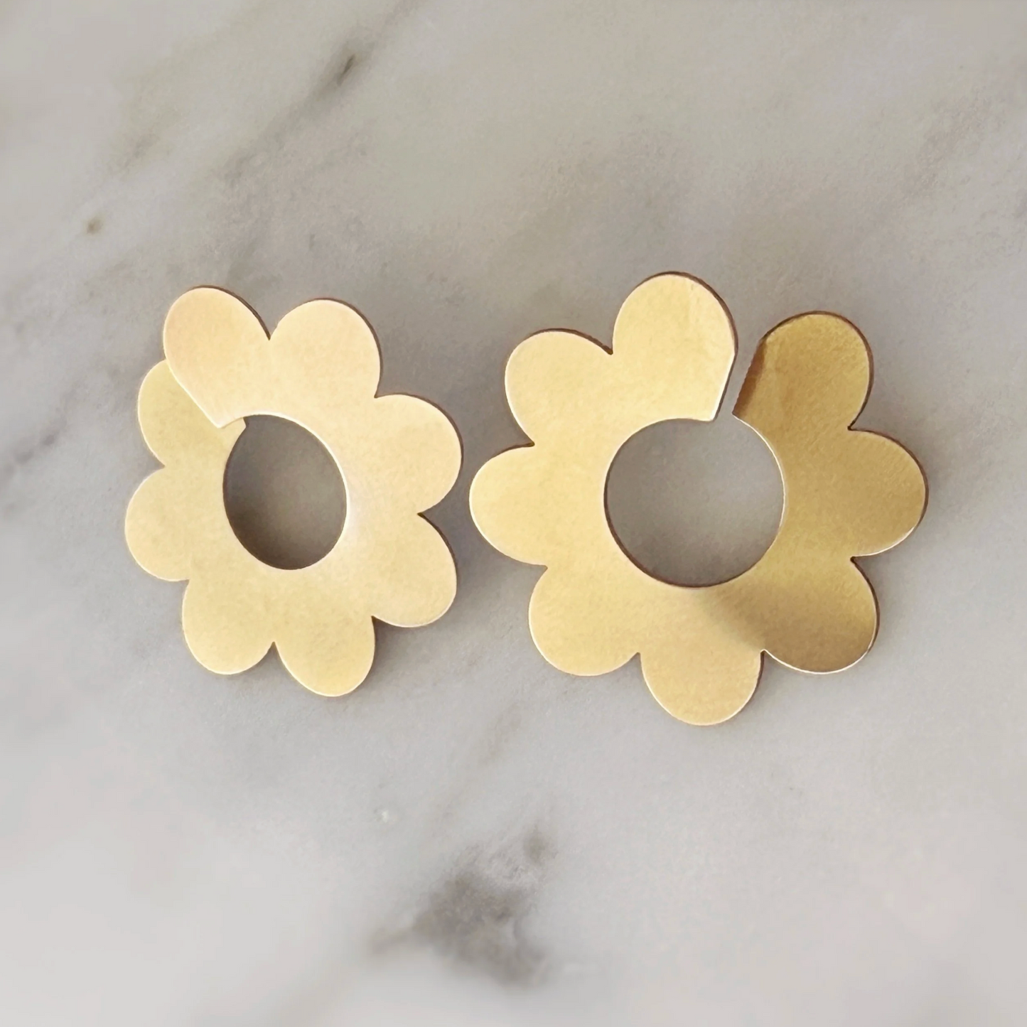 Brass Daisy Hoop Earrings