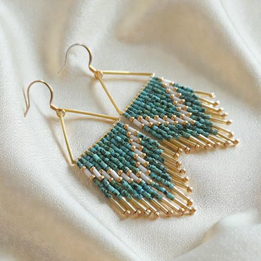 Boho Beaded Fringe Earrings