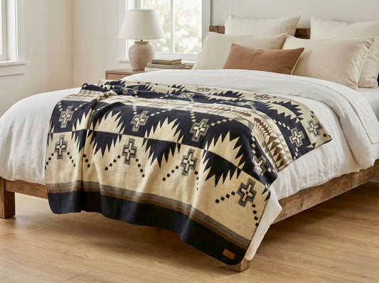 Andean Alpaca Wool Blanket-Mocha (Queen)