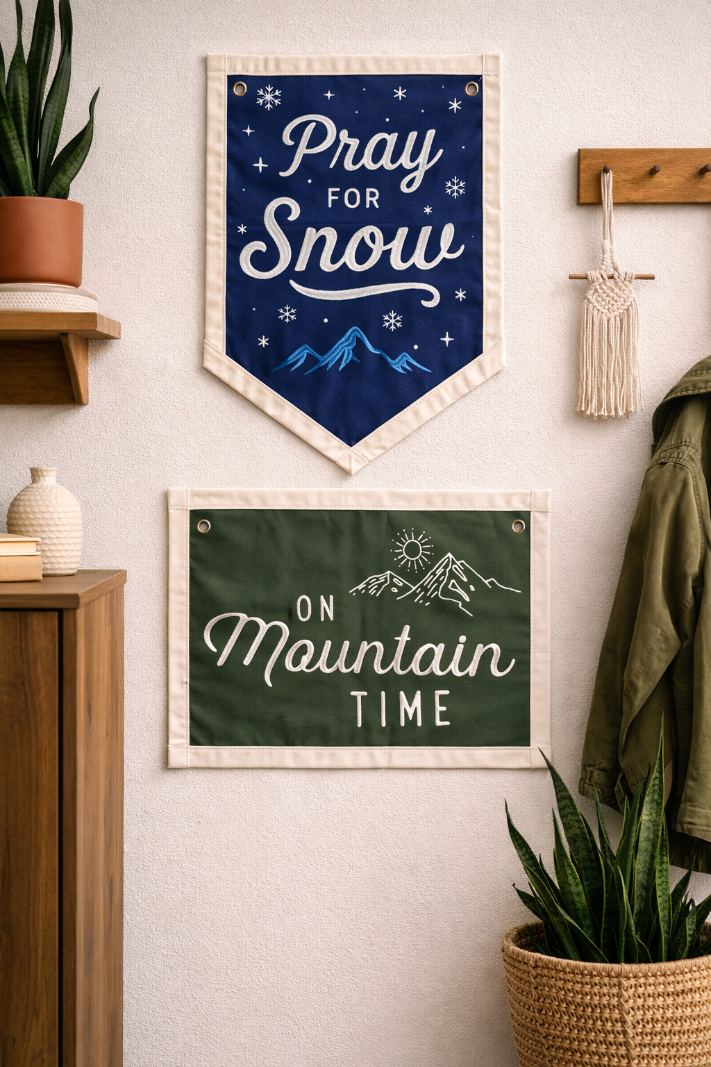 On Mountain Time Canvas Banner