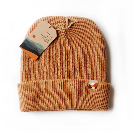 Camel knit merino beanie 