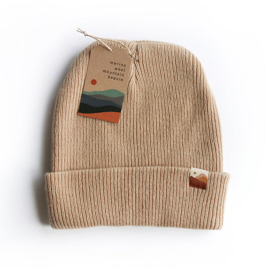Merino Wool Mountain Beanie - Tan