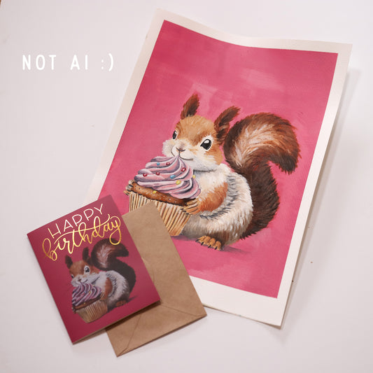 Happy Birthday Card - Squirrel