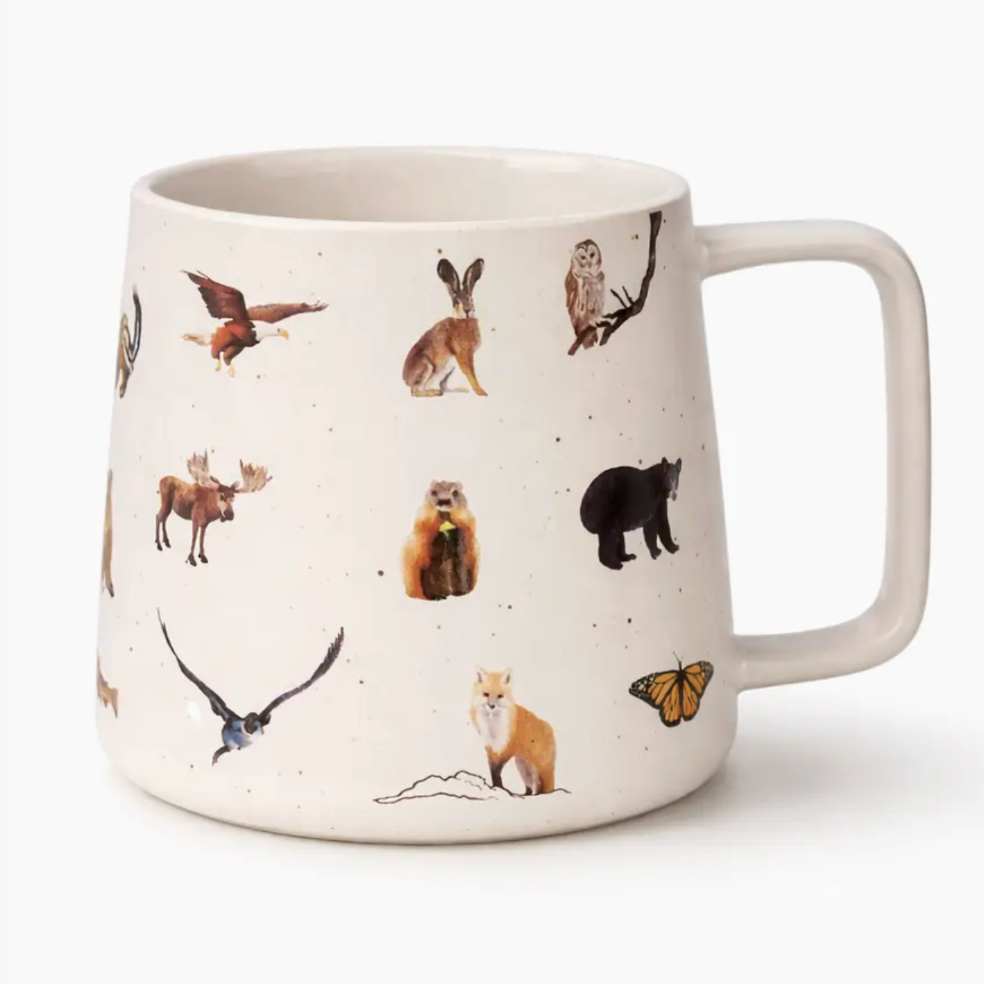 Mug with animal illustrations on a white background