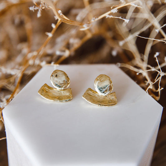 Ear Jacket with Gold Stud Earrings