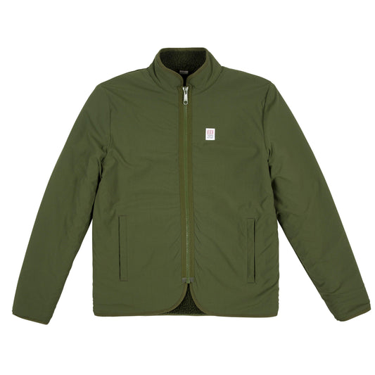 Olive green reversible sherpa jacket for Men