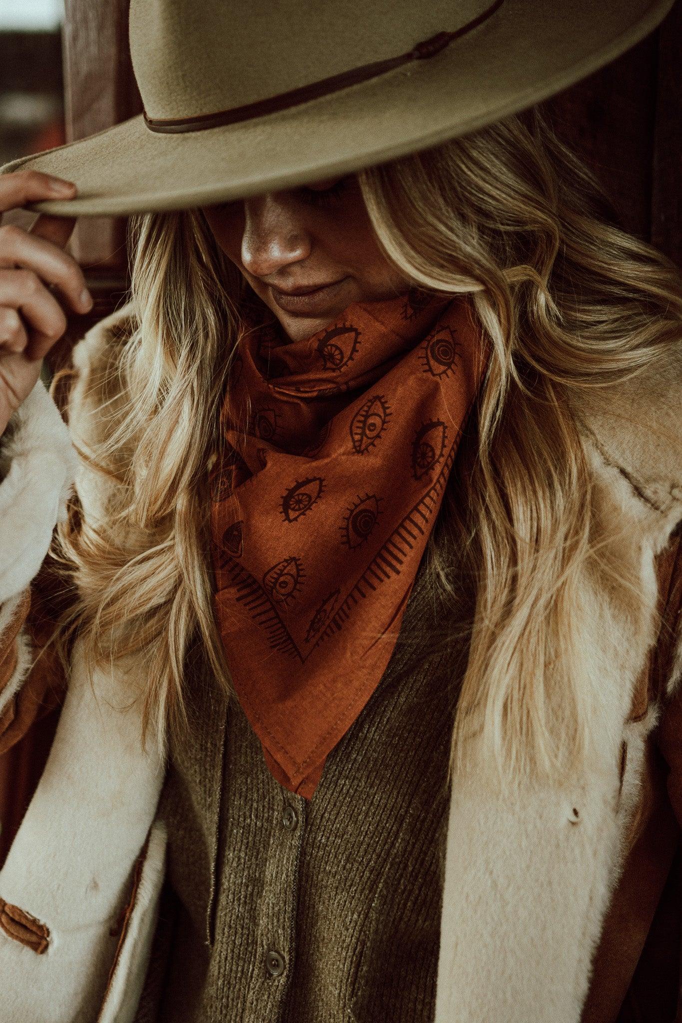 orange bandana on western model