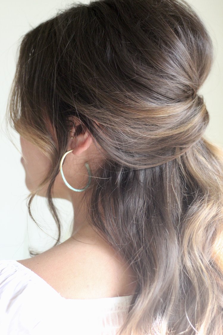 Brass Oval Hoops with oxidized green detail on model