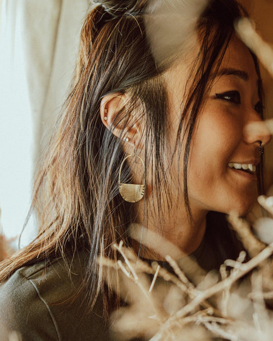 Half Moon Lined Wire Earrings