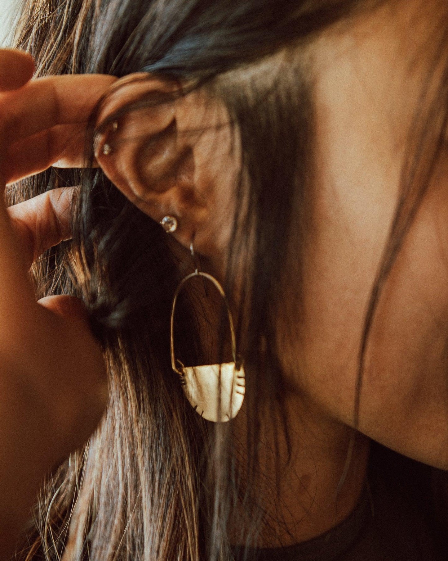 Half Moon Lined Wire Earrings