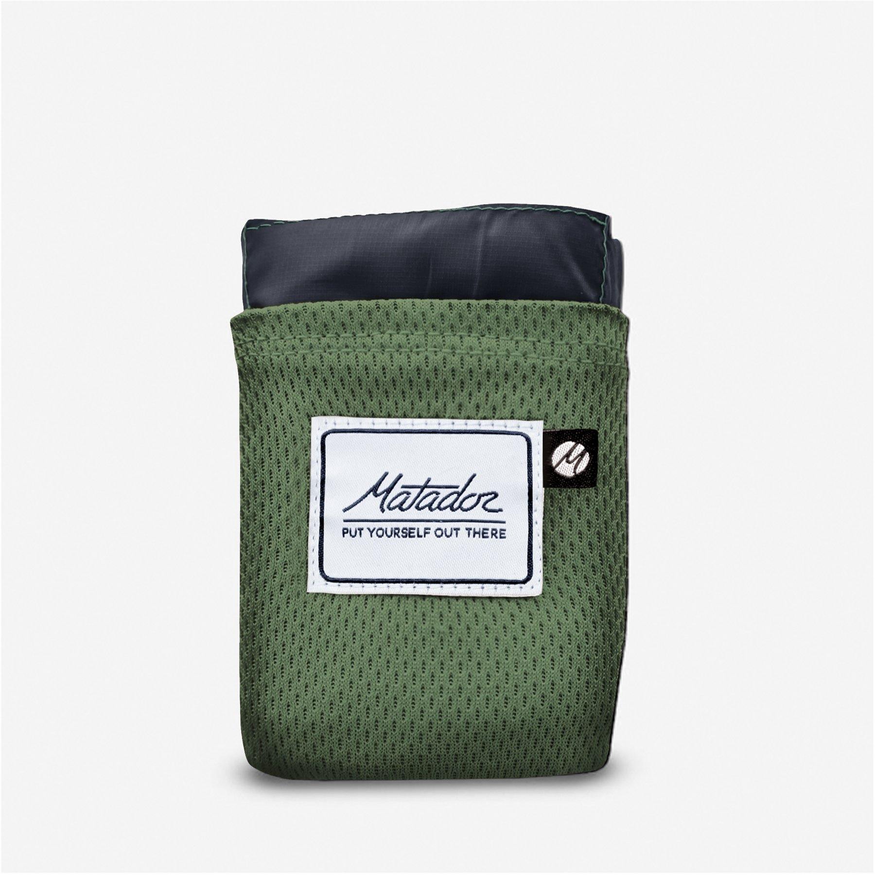 Small packable pocket blanket ground cover in green